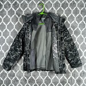 Columbia Jacket Youth Large Black Camo Interchange 3 In 1 Fleece Lined Omni Heat
